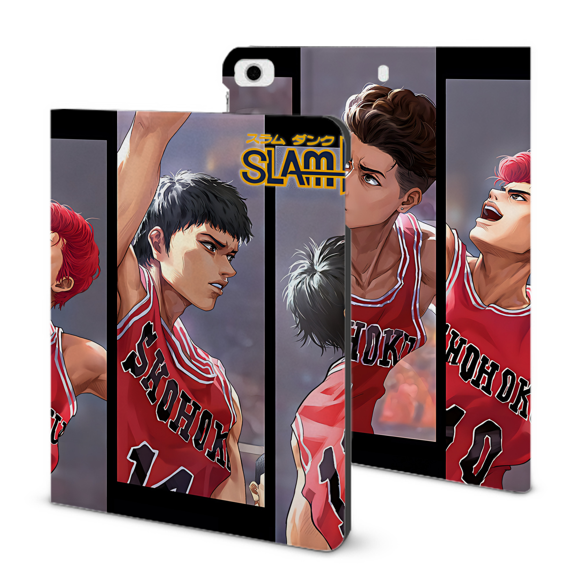 （画像用） SLAM DUNK／スラムダンク IPad ケース ブック型 PUレザー TPU 耐衝撃 軽量 薄型 ペン収納なし 全面保護 IPad 各モデル対応